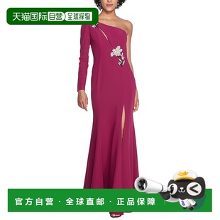 浆果色 Notte单肩连衣裙 长裙鱼尾裙美国直发奥莱 Marchesa 自营