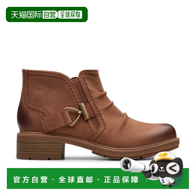自营Clarks Hearth Clara in Brown Nubuck - tan nubuck 美国奥