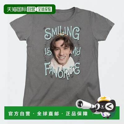 自营 gildanElf Smiling 短袖女式 T 恤/T 恤 - 黑色 美国奥莱直