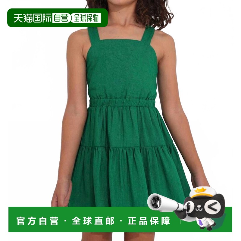自营mayoralKid's Cutout Linen Dress In Emerald - emerald 美