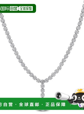 美国直邮Julianna B女士项链白色方晶锆石925纯银精致9 5/8 克拉