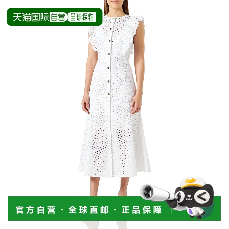 自营pinkoAdmirable Cotton Embroidery Dress In White - white
