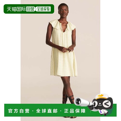 自营rebecca taylor无袖Daybreak Check格子连衣裙-celery 美国奥