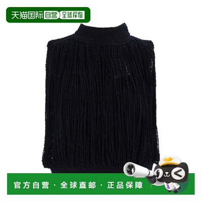 自营fabiana filippi夜蓝高领环流苏坦克顶部-黑色 美国奥莱直发