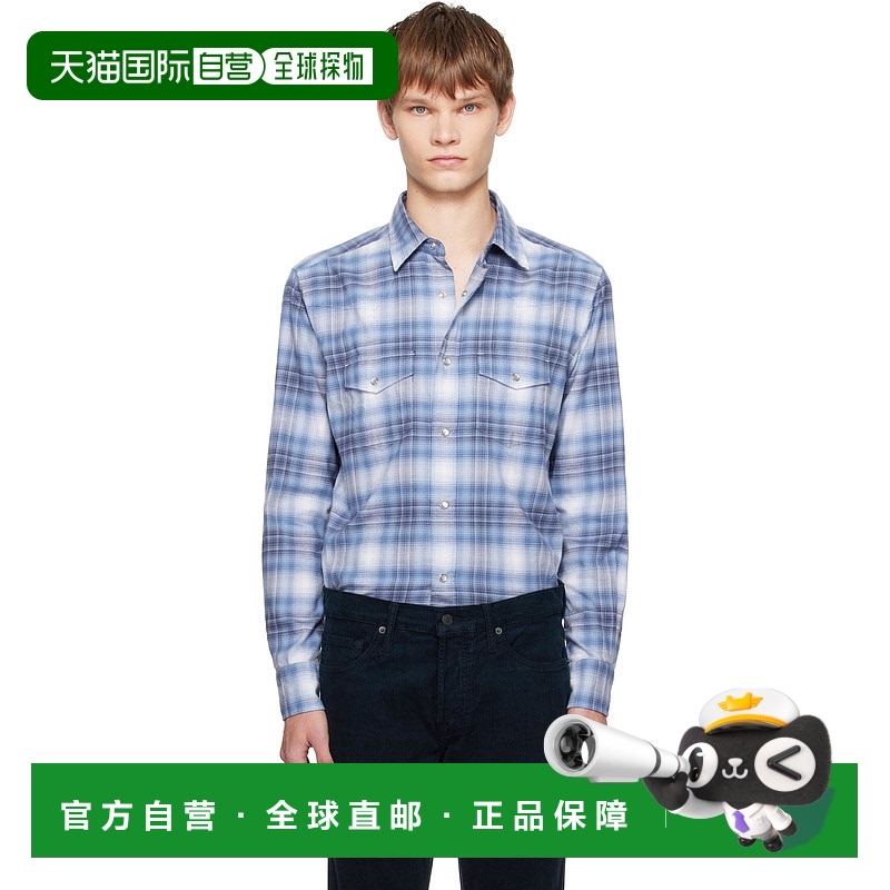 1h可退 香港直邮潮奢 Tom Ford 汤姆 福特 男士 蓝色 Check Weste