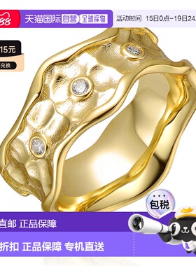 自营geneviveSterling Silver 14K Gold Plated with Clear Cubic