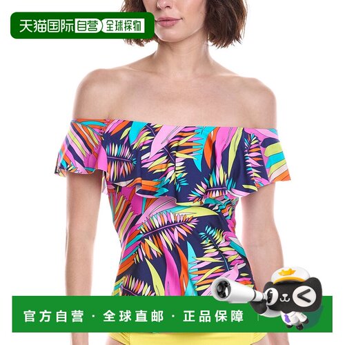 自营Trina Turk Monaco Ruffle Tankini上衣-蓝色 美国奥莱直发