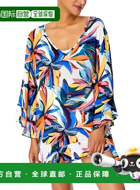 自营Anne Cole Bell Sleeve Flounce Tunic - multi 美国奥莱直发