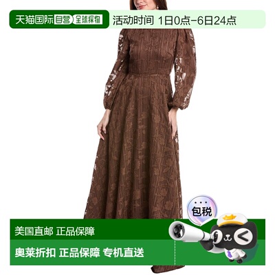 自营Rene Ruiz Bishop Sleeve Ornate Texture Empire Gown - bro