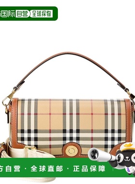 自营Burberry Check Canvas & Leather Shoulder Bag - brown 美