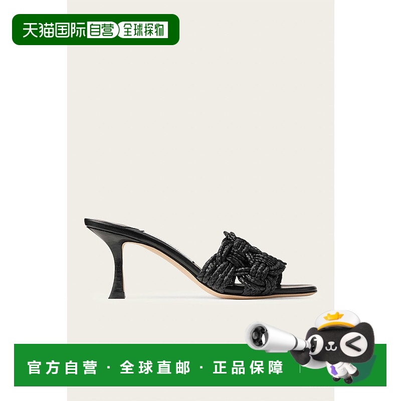 自营jimmy choo女式Chara 70纳帕皮革凉鞋,黑色 美国奥莱直发