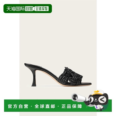 自营jimmy choo女式Chara 70纳帕皮革凉鞋，黑色 美国奥莱直发