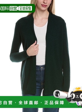 自营sofiacashmere悬垂羊毛和羊绒混纺开衫-绿色 美国奥莱直发