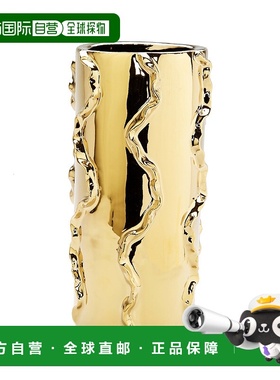 自营 vivience12 英寸高金色金属花瓶旋转设计 - 橙色 美国奥莱直