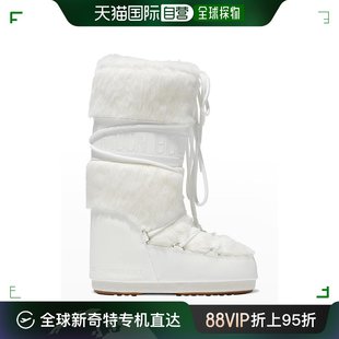 Boot女士靴子雪地靴经典 Moon 美国直邮 人造毛皮系带白色厚底