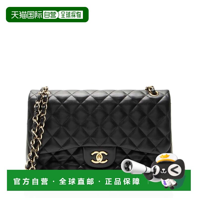 自营Chanel Lambskin Classic Jumbo Double Flap Bag - black 美