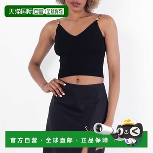 自营Versace Safety Pin Ribbed-Knit Crop Top - black 美国奥莱