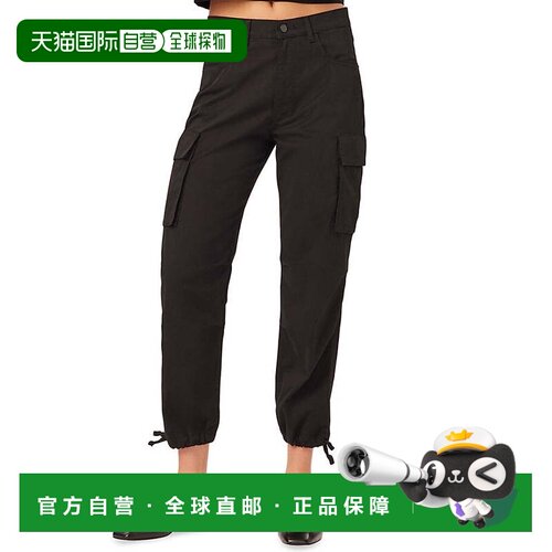 自营DL1961 女款 Gwen Jogger：工装侧袋黑色（斜纹）裤子 - 黑色