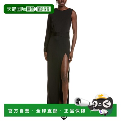 自营BCBGMAXAZRIA Asymmetrical Maxi Dress - black 美国奥莱直