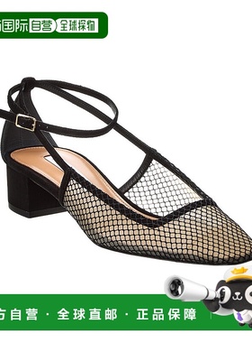 自营 Aquazzura Forbidden Love 35 绒面革和网布高跟鞋 - 黑色