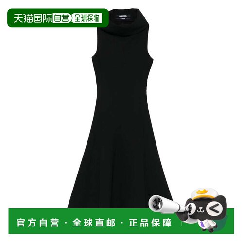 自营jacquemusTriangle Cowl Neck Midi Dress - black 美国奥莱