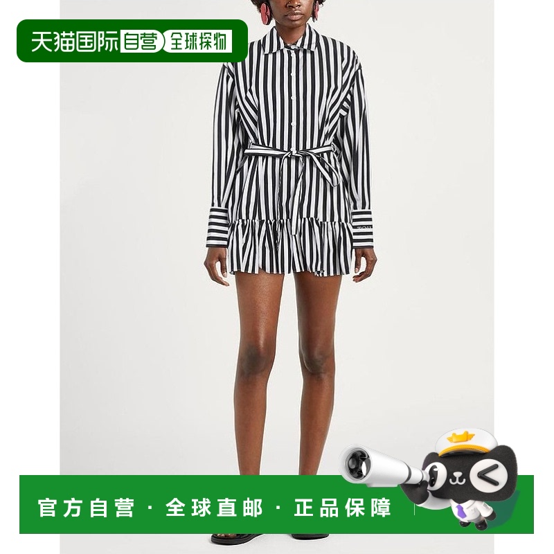 1h可退 【美国直邮】PATOU 女士衬衫裙 经典条纹长袖无衬里迷你连