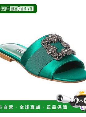 自营Manolo Blahnik Martamod Satin Sandal - green 美国奥莱直