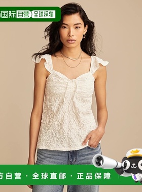 自营Lucky Brand Women's Textured Babydoll Top - white 美国奥