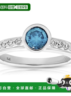 自营 vir jewels0.80 克拉蓝色和白色钻石订婚戒指 14K 白金 - 白