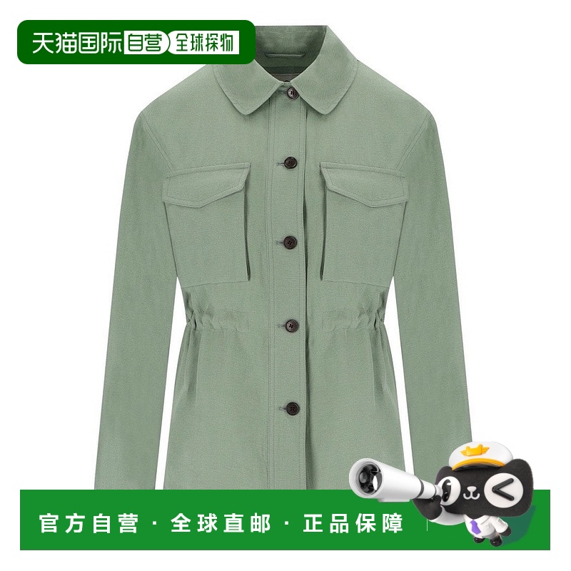 自营 woolrichSage绿色衬衫夹克，带可调节袖口-绿色 美国奥莱直