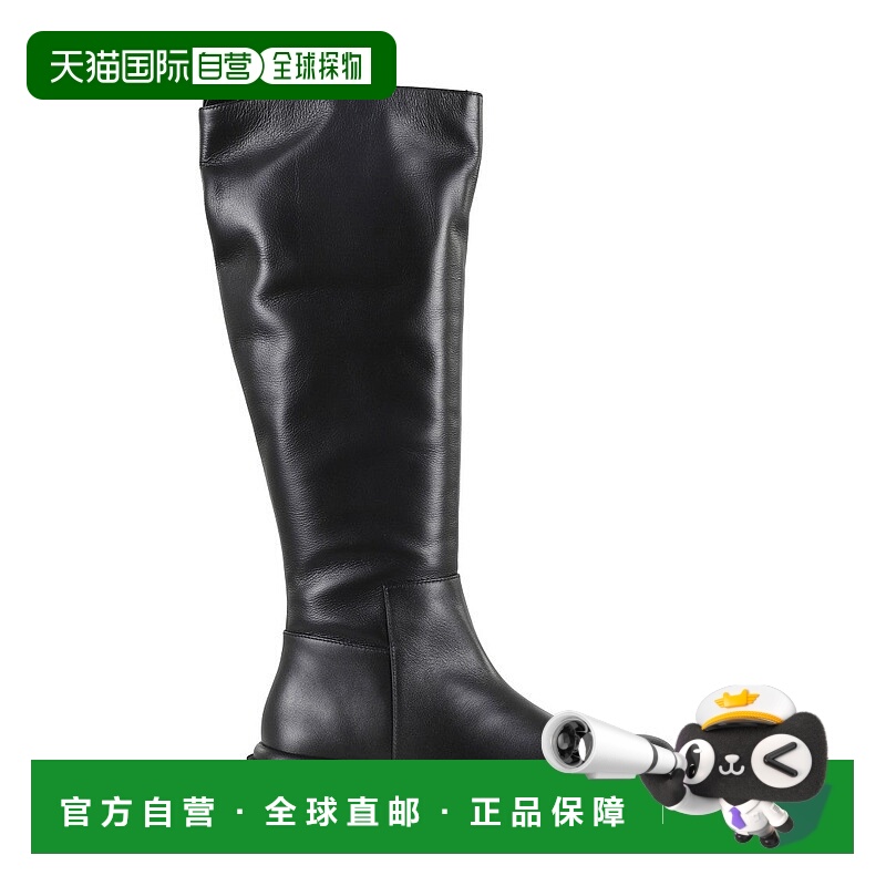 自营paloma barceloSelma Mid-Calf Black Leather Boot 美国奥莱