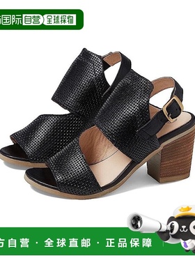 自营 Eric Michael Bistro凉鞋女式EU 37黑色皮革块跟吊带KHD407-