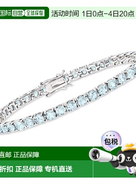 自营925 纯银 Ross-Simons 天蓝色托帕石网球手链 - 7 英寸 美国