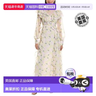 美国奥莱 自营Ted 黄色 荷叶边长裙 直发连衣裙 Baker