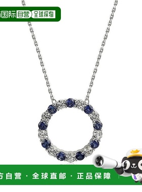 自营 Suzy Levian 纯银蓝宝石和钻石口音交替圆形永恒项链 - 蓝色
