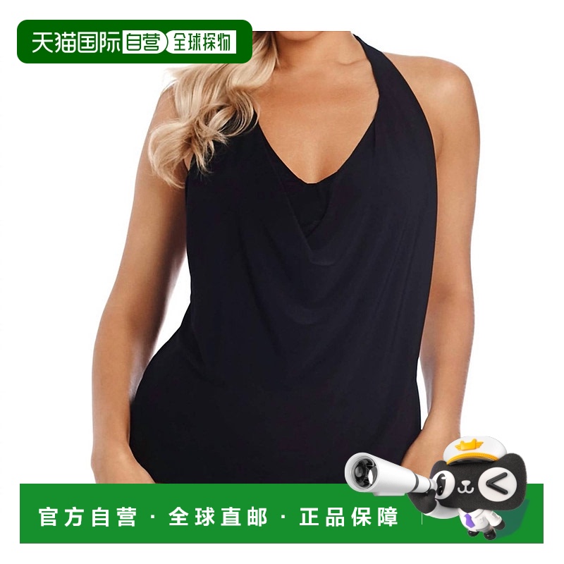 自营 magicsuitAnna 围脖领口带钢圈梯形后背比基尼上衣（黑色）