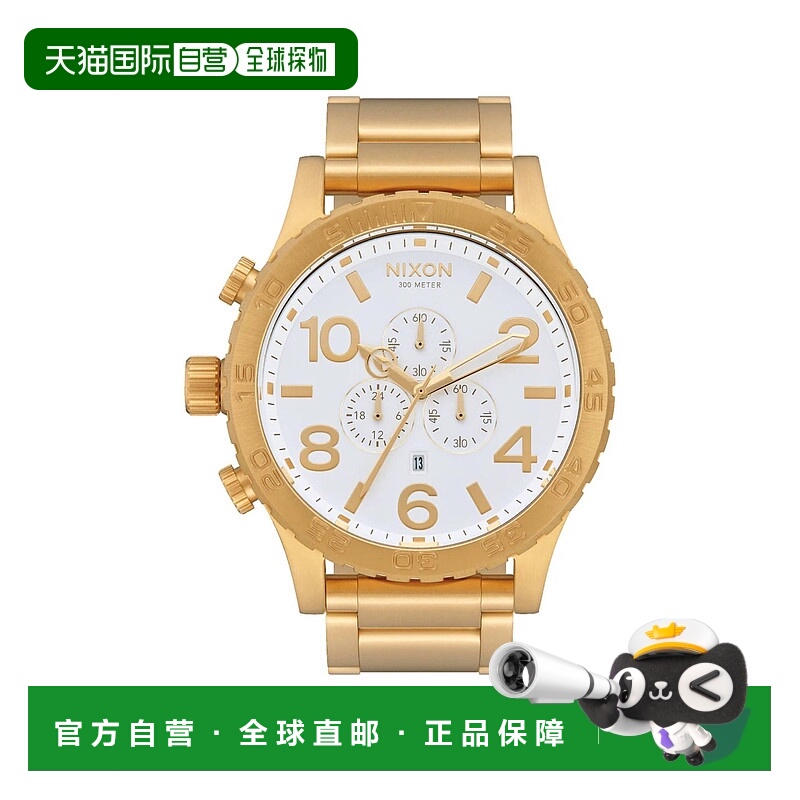 自营nixonMen's 51-30 Chrono Water Resistant Watch In Gold/wh