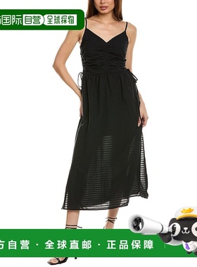 自营 Nation LTD Peppa Ruched Linen-Blend Sundress - black 美