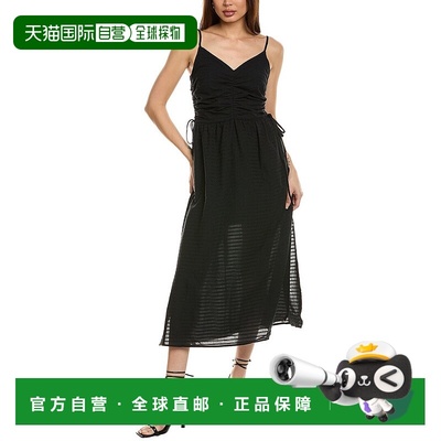 自营 Nation LTD Peppa Ruched Linen-Blend Sundress - black 美