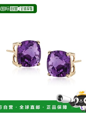 自营Ross-Simons 14 克拉黄金紫水晶耳钉 - 紫色 美国奥莱直发