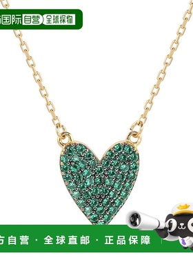 自营 Suzy Levian 绿色方晶锆石金色纯银心形项链 - 绿色 美国奥