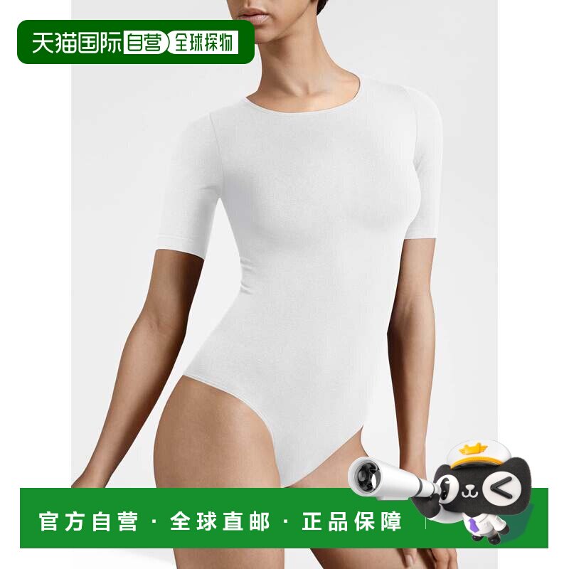 自营wolford短袖细绳身-白色 美国奥莱直发性感连体衣
