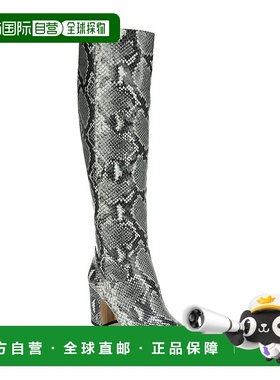 自营 Sam Edelman Hai女式靴子美国6灰色蛇纹皮革及膝高KHD2672-