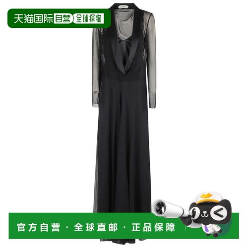 自营alberta ferrettiFlowing Black Silk Maxi Dress - black 美