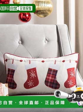 自营 safaviehHolly Jolly 枕头 - 象牙色/红色 美国奥莱直发