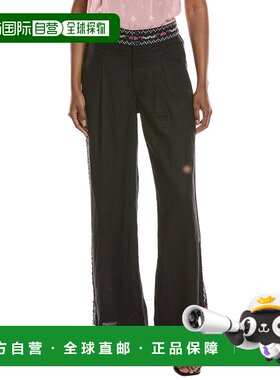 自营Johnny Was Gloria Linen Pant - black 美国奥莱直发女装