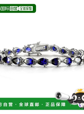 自营 GENEVIVE 纯银蓝宝石立方氧化锆网球手链 - 蓝色 美国奥莱直