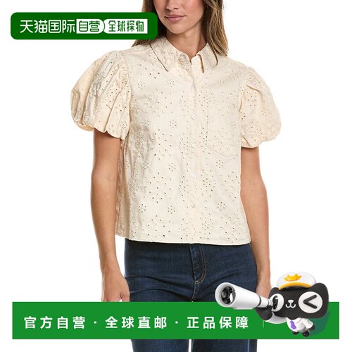美国直邮自营CeCe泡泡袖领上衣-白色 女装美国直发奥莱