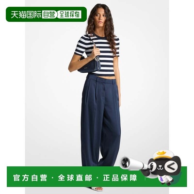 自营michael korsDrapey缎面阔腿裤-半夜蓝 美国奥莱直发西装裤