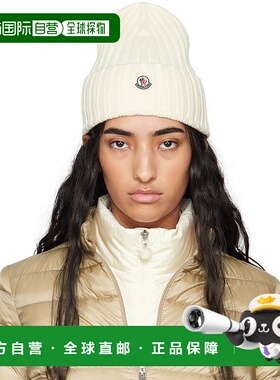 1h可退 香港直邮潮奢 Moncler 盟可睐 女士 白色毛线帽 J20933B00